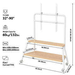 BEISHI Mobile TV Stand on Wheels for 32-75 Inch TVs