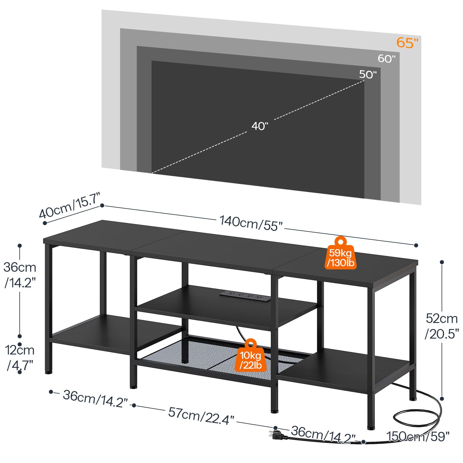 HOOBRO TV Stand with Power Outlets to 75 Inches, TV Console Table with Open Storage Shelves Cabinet, Industrial Media Entertainment Center for Living Room Bedroom, Rustic Brown and Black BF80DS01