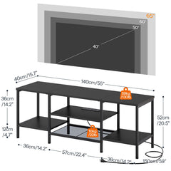 HOOBRO TV Stand with Power Outlets to 75 Inches, TV Console Table with Open Storage Shelves Cabinet, Industrial Media Entertainment Center for Living Room Bedroom, Rustic Brown and Black BF80DS01