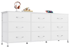 WLIVE Dresser TV Stand for 75 Inch TV, 9 Drawer Dresser for Bedroom, Black
