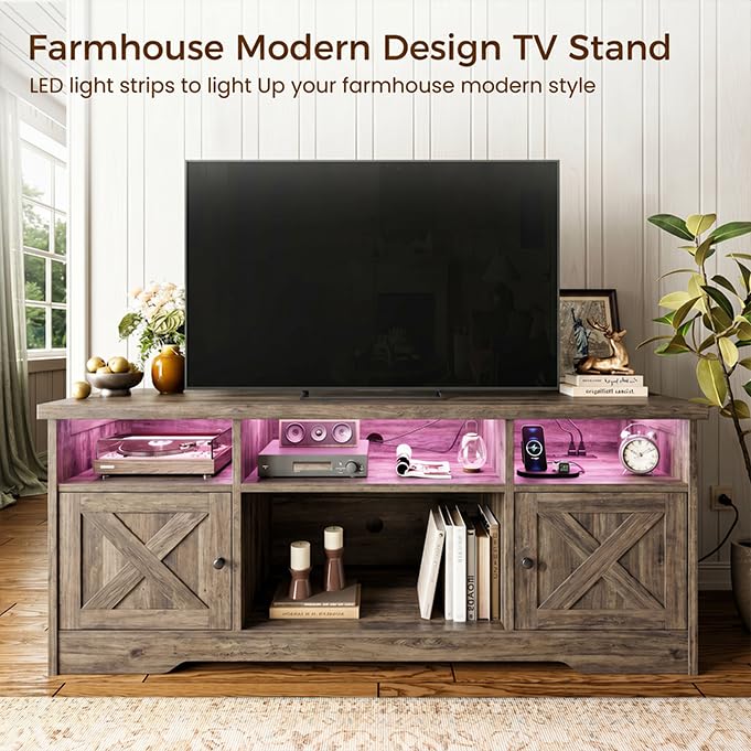 Casaottima TV Stand for 65 Inch TV, Entertainment Center, White