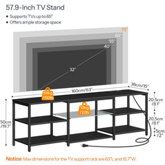 HOOBRO LED TV Stand for 75 Inch TVs with Charging Station, Gaming Entertainment Center with 3-Tier Open Storage, Long 70.1” Media TV Console Table, TV Stand for Living Room, Bedroom, Black BB22UDDS01