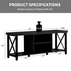 GAZHOME TV Stand for TV up to 55 Inches, TV Cabinet with Open Storage, TV Console Unit with Shelving for Living Room, Entertainment Room, Rustic Brown