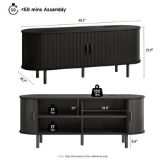 ONBRILL 70.8" TV Stand with Power Outlet for TVs up to 75 Inch, Entertainment Center with Storage and Adjustable Shelves, Modern Media Console with Sliding Doors for Living Room, Walnut