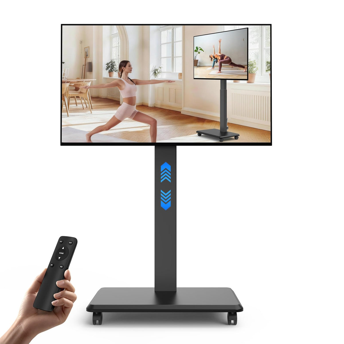 Motorized Rolling TV Stand on Wheels for 32-75 Inch TVs/Screens