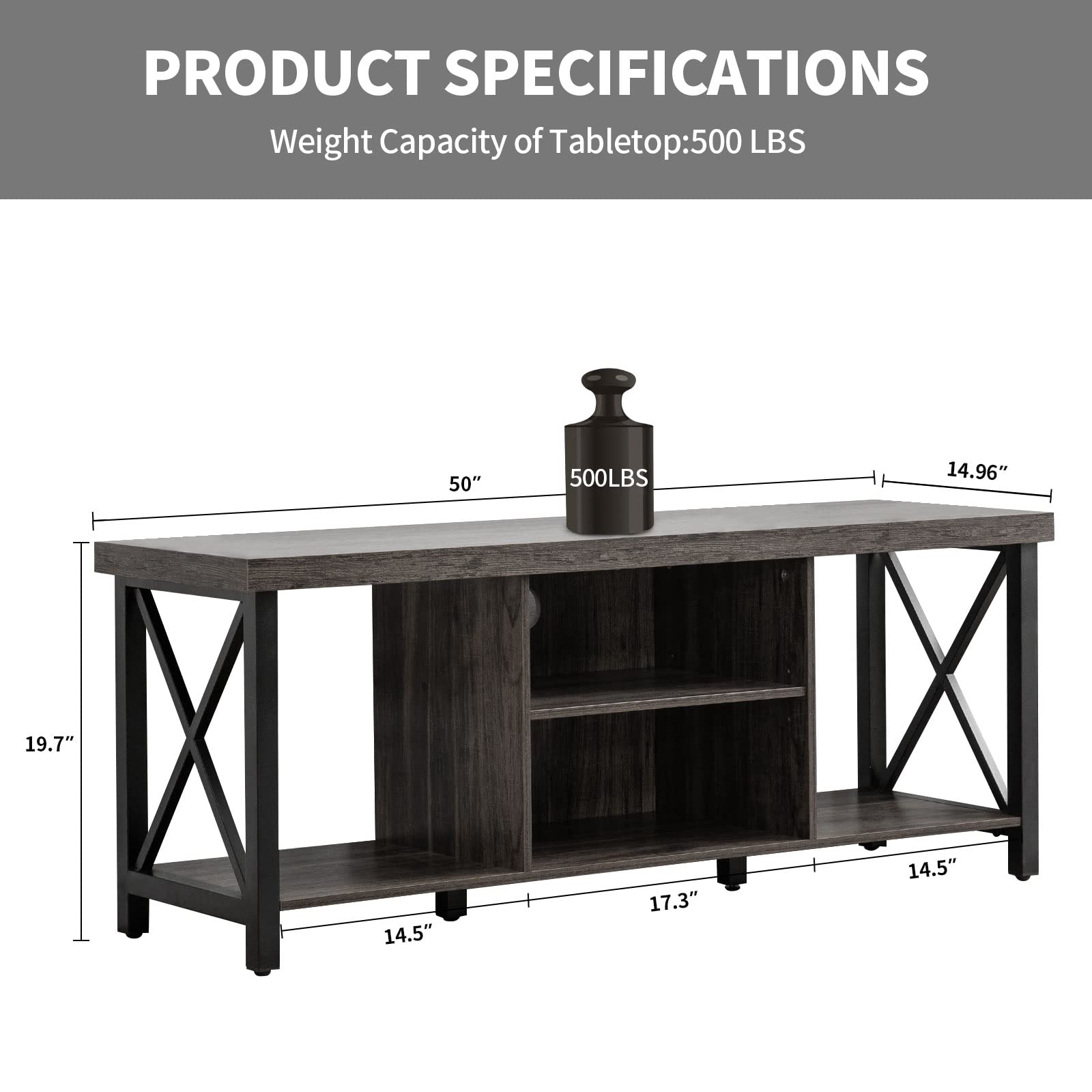 GAZHOME TV Stand for TV up to 55 Inches, TV Cabinet with Open Storage, TV Console Unit with Shelving for Living Room, Entertainment Room, Grey
