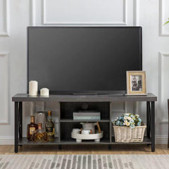 GAZHOME TV Stand for TV up to 55 Inches, TV Cabinet with Open Storage, TV Console Unit with Shelving for Living Room, Entertainment Room, Grey