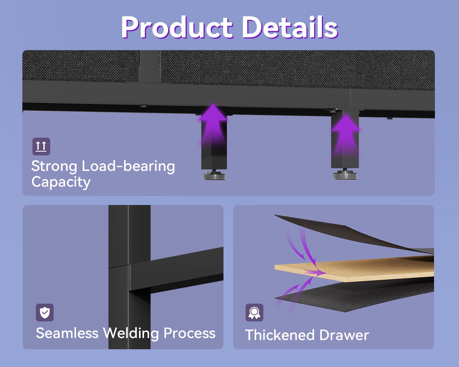 Casaottima TV Stand for 40/50/55 Inch TV, Low-Profile Entertainment Center with LED Lights & Power Outlets, TV Stand with Drawers & Open Shelves for Storage for Small Spaces/Living Room/Gaming, Black