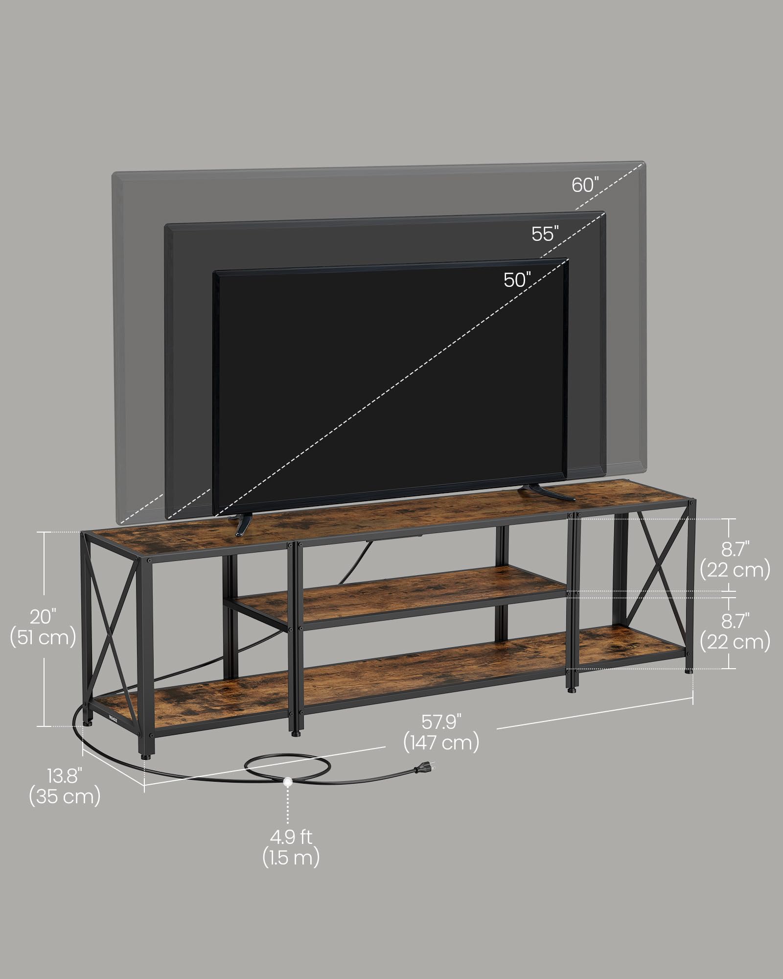 VASAGLE Farmhouse TV Stand for TVs up to 65 Inches, Entertainment Center with Storage Cabinets and Sliding Barn Doors, Media Console Table for Living Room, Honey Brown ULTV535K101
