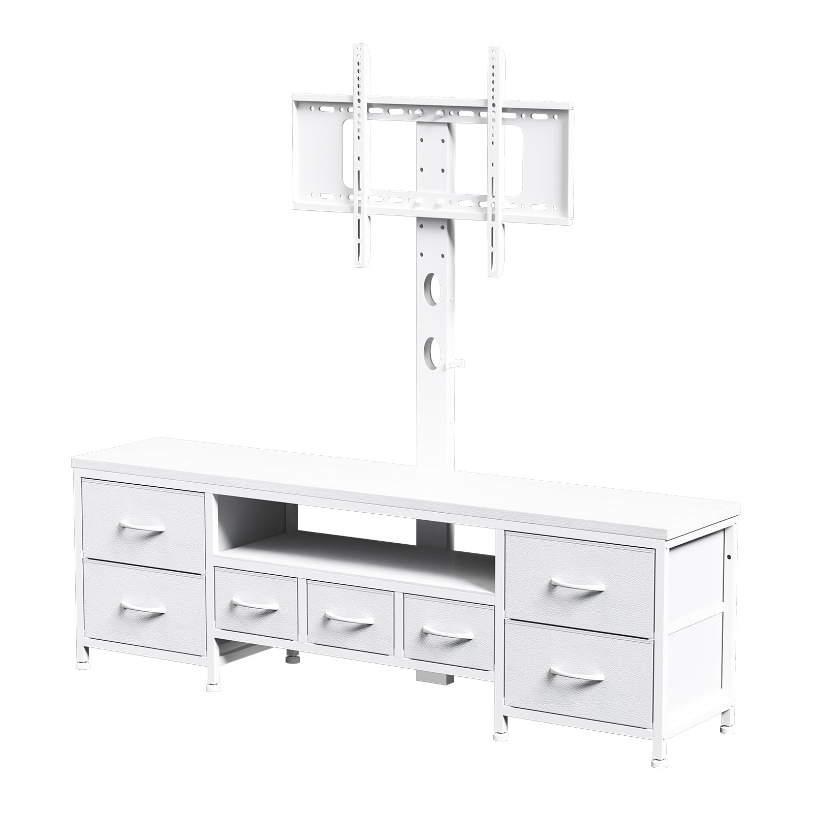 DrawXynth TV Stand with Mount for 45/55/65/75 inch TVs, 51.2" Dresser TV Stand Entertainment Center with 7 Fabric Drawers, Open Storage Shelves, Media Console for Living Room