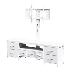 DrawXynth TV Stand with Mount for 45/55/65/75 inch TVs, 51.2" Dresser TV Stand Entertainment Center with 7 Fabric Drawers, Open Storage Shelves, Media Console for Living Room