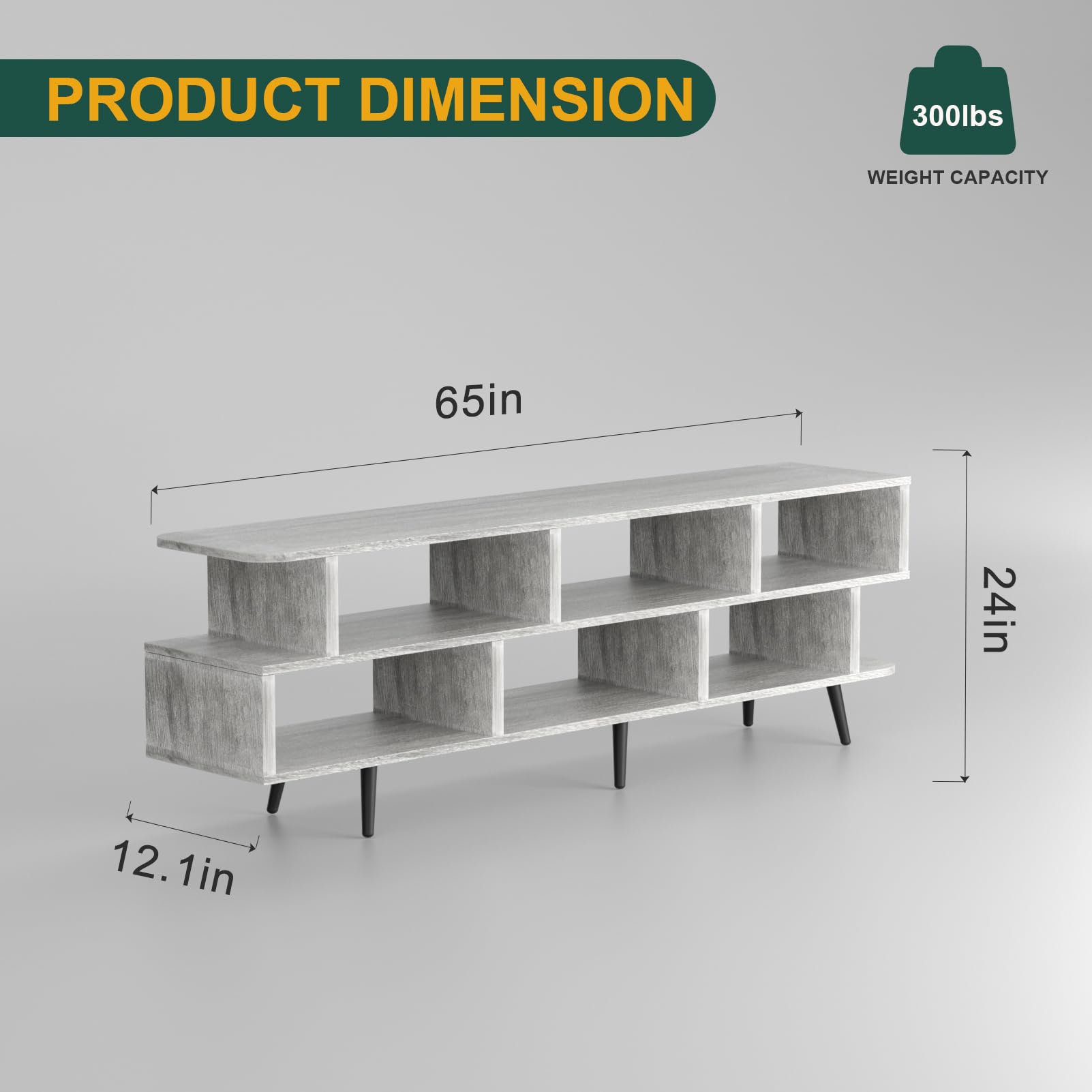ACOHOOK Walnut 60" Mid-Century TV Stand with Storage Open Shelf