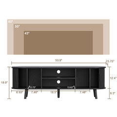 ChooChoo 54" Mid Century Modern TV Stand with Fluted Sliding Doors