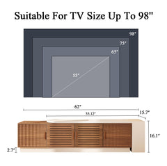 JGOEI 75"-85" or 90" Mid Century Modern TV Stands, Extendable TV Stand with 4 Storage Cabinets, TV Console with Storage, Adjustable TV Stand for Up to 98 Inch TVs, Modern Entertainment Center, Black