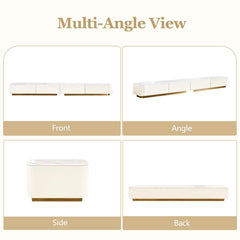 94.5" Fully Assembled TV Console, White TV Stand with Sintered Stone Top