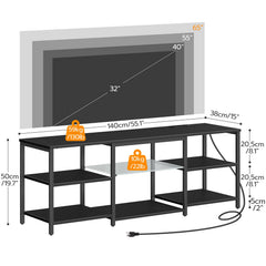 HOOBRO LED TV Stand for 75 Inch TVs with Charging Station, Gaming Entertainment Center with 3-Tier Open Storage, Long 70.1” Media TV Console Table, TV Stand for Living Room, Bedroom, Black BB22UDDS01