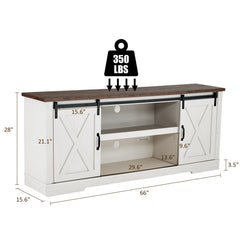 AMERLIFE 66" TV Stand for Living Room, Entertainment Center, Brown
