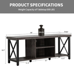 GAZHOME TV Stand for TV up to 55 Inches, TV Cabinet with Open Storage, TV Console Unit with Shelving for Living Room, Entertainment Room, Rustic Brown