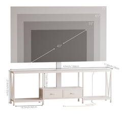 NinPeen 63" W TV Stand with Mount,LED & Charging Station for 55,65,75" TV
