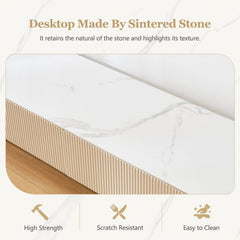 94.5" Fully Assembled TV Console, White TV Stand with Sintered Stone Top