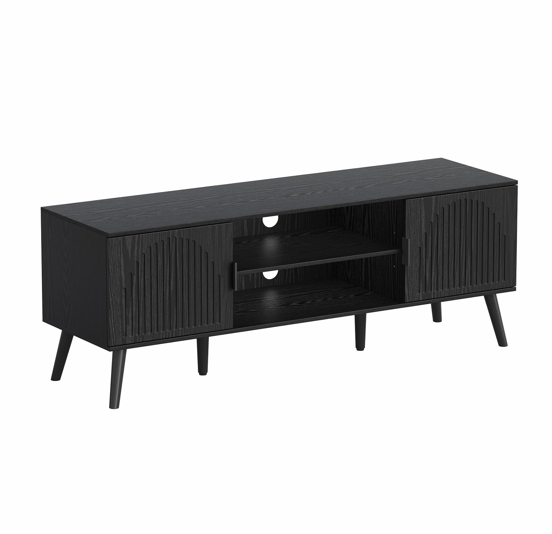 ChooChoo TV Stand with Open Shelves for 65 Inch TVs, Mid Century
