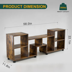 ACOHOOK Walnut 60" Mid-Century TV Stand with Storage Open Shelf