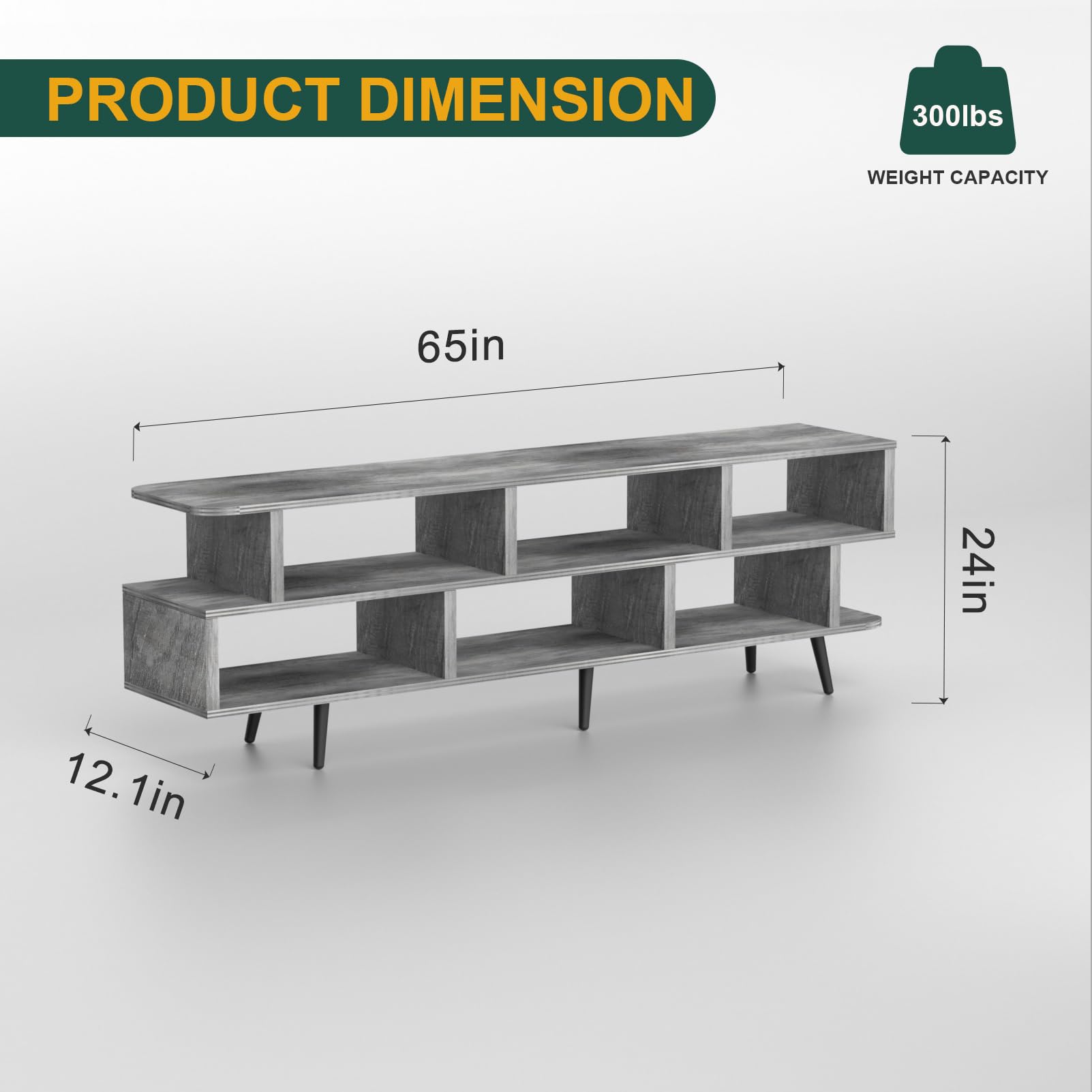 ACOHOOK Walnut 60" Mid-Century TV Stand with Storage Open Shelf
