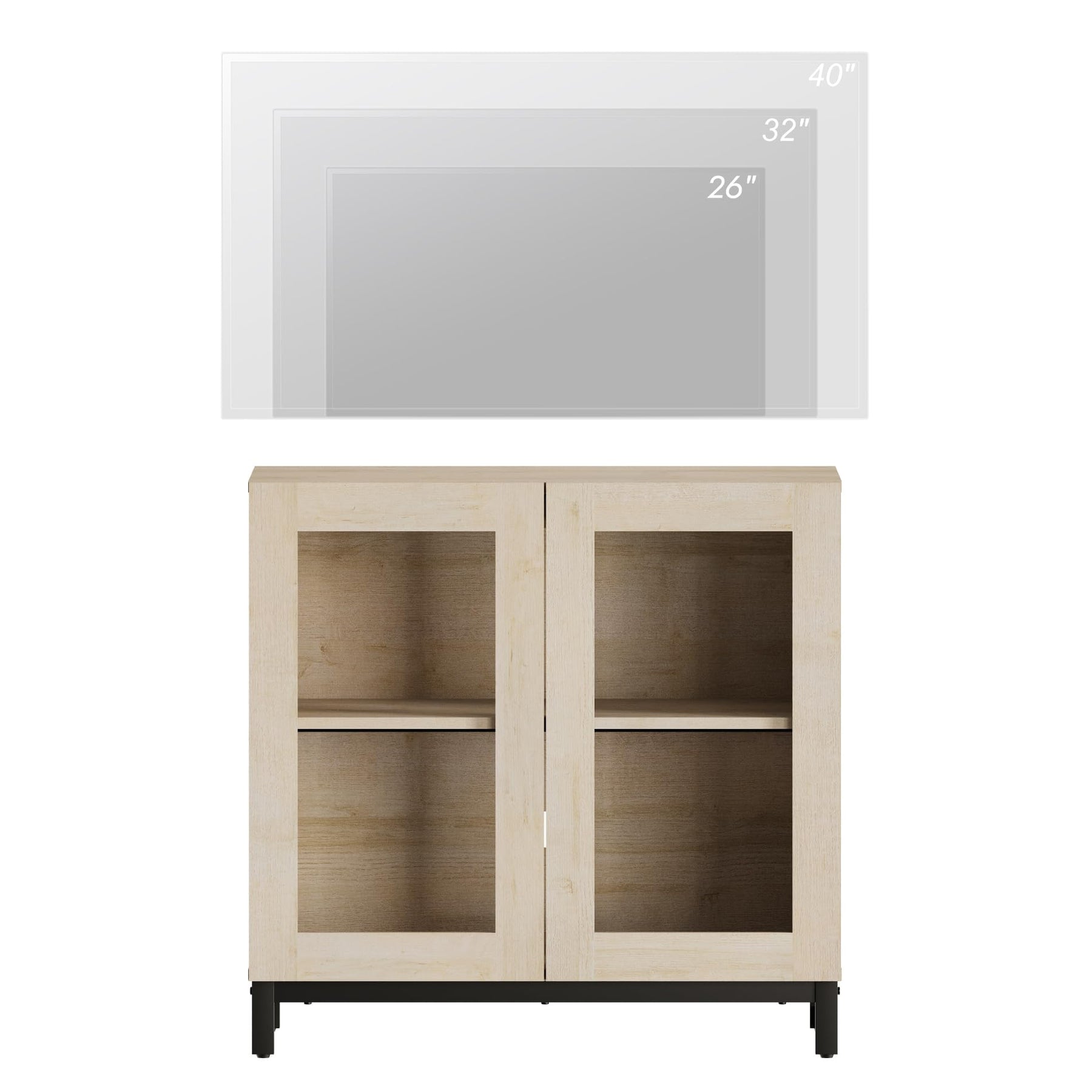 WAMPAT Modern TV Stand with Glass Doors for 80-120 inch TVs, 4 in 1 Entertainment Center Console with 4 Drawers and Metal Base for Living Room, Bedroom, Brown