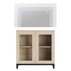 WAMPAT Modern TV Stand with Glass Doors for 80-120 inch TVs, 4 in 1 Entertainment Center Console with 4 Drawers and Metal Base for Living Room, Bedroom, Brown
