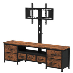 DrawXynth TV Stand with Mount for 45/55/65/75 inch TVs, 51.2" Dresser TV Stand Entertainment Center with 7 Fabric Drawers, Open Storage Shelves, Media Console for Living Room