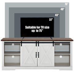 AMERLIFE 66" TV Stand for Living Room, Entertainment Center, Brown
