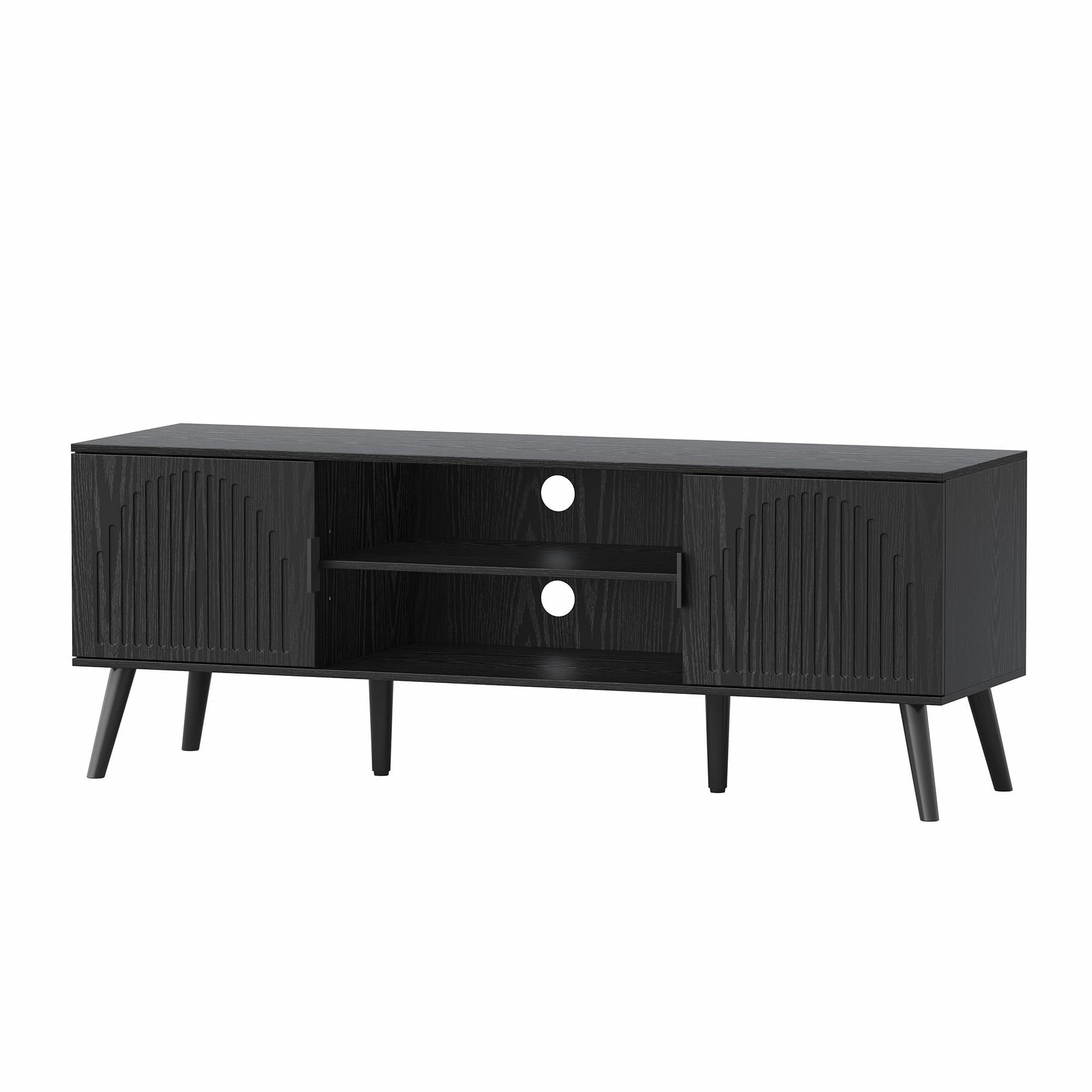ChooChoo TV Stand with Open Shelves for 65 Inch TVs, Mid Century