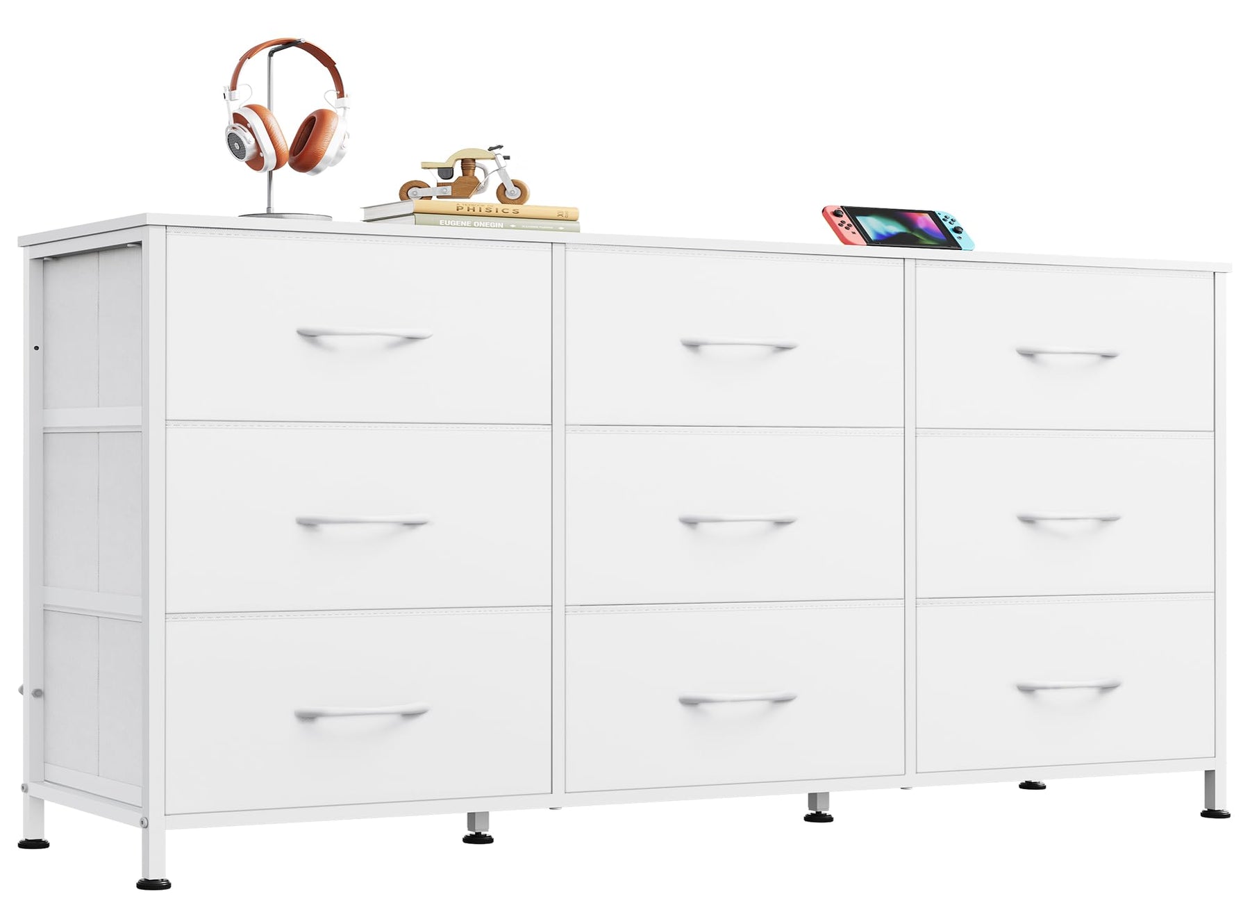 WLIVE Dresser TV Stand for 75 Inch TV, 9 Drawer Dresser for Bedroom, Black