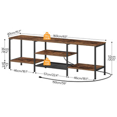 HOOBRO TV Stand with Power Outlets to 75 Inches, TV Console Table with Open Storage Shelves Cabinet, Industrial Media Entertainment Center for Living Room Bedroom, Rustic Brown and Black BF80DS01