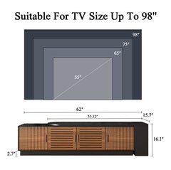JGOEI 75"-85" or 90" Mid Century Modern TV Stands, Extendable TV Stand with 4 Storage Cabinets, TV Console with Storage, Adjustable TV Stand for Up to 98 Inch TVs, Modern Entertainment Center, Black