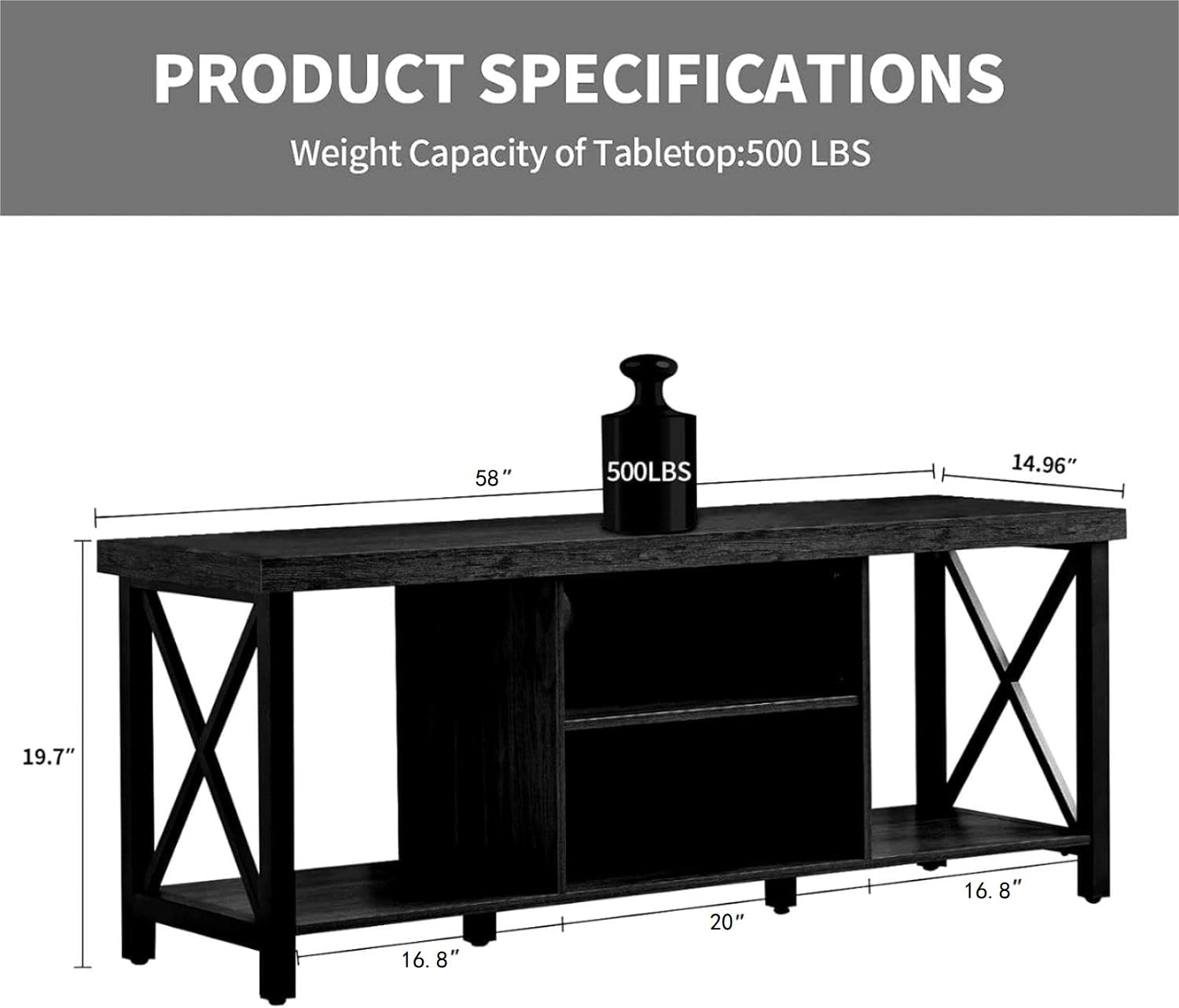 GAZHOME TV Stand for TV up to 55 Inches, TV Cabinet with Open Storage, TV Console Unit with Shelving for Living Room, Entertainment Room, Rustic Brown