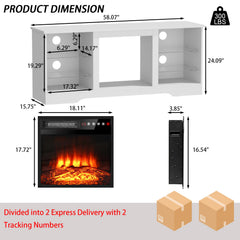 PRETZI Fireplace TV Stand with 36" Fireplace Up to 80" TVs for Living Room