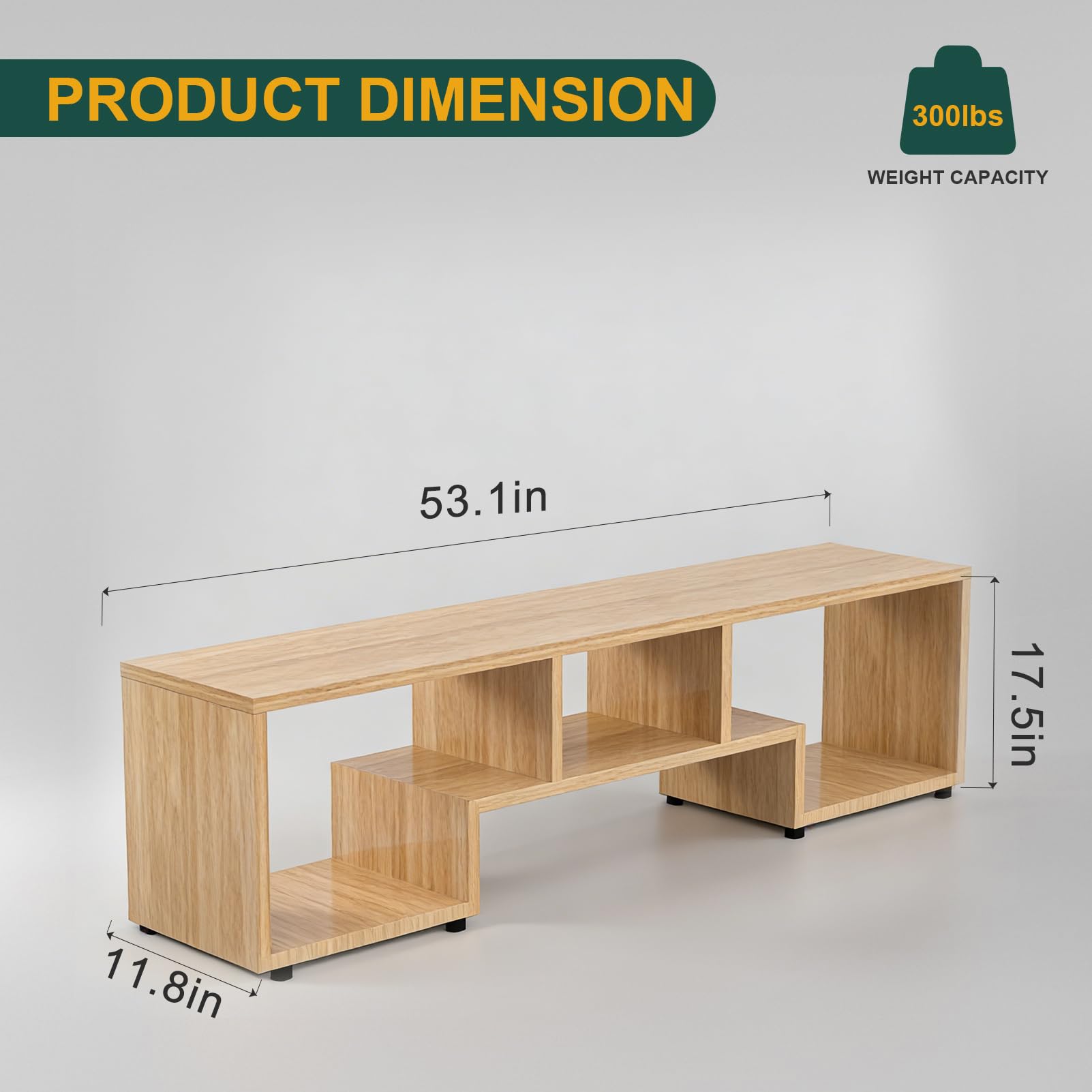 ACOHOOK Walnut 60" Mid-Century TV Stand with Storage Open Shelf