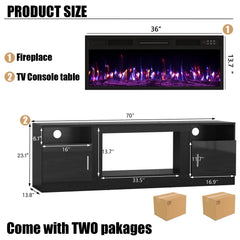 VITESSE 70”Fireplace TV Stand,Modern Entertainment Center Heating Fireplace