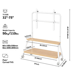 BEISHI Mobile TV Stand on Wheels for 32-75 Inch TVs