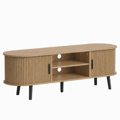ChooChoo 54" Mid Century Modern TV Stand with Fluted Sliding Doors