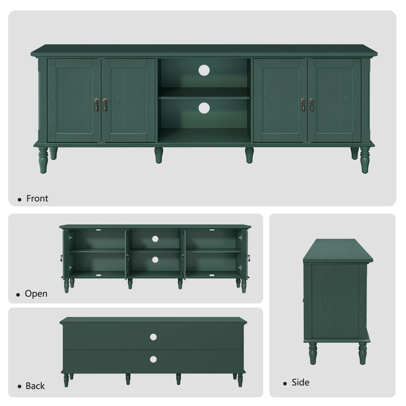 ARTPOWER 67" Vintage TV Stand with Storage for TVs Up to 75 Inches, Green