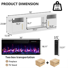 PRETZI Fireplace TV Stand with 36" Fireplace Up to 80" TVs for Living Room