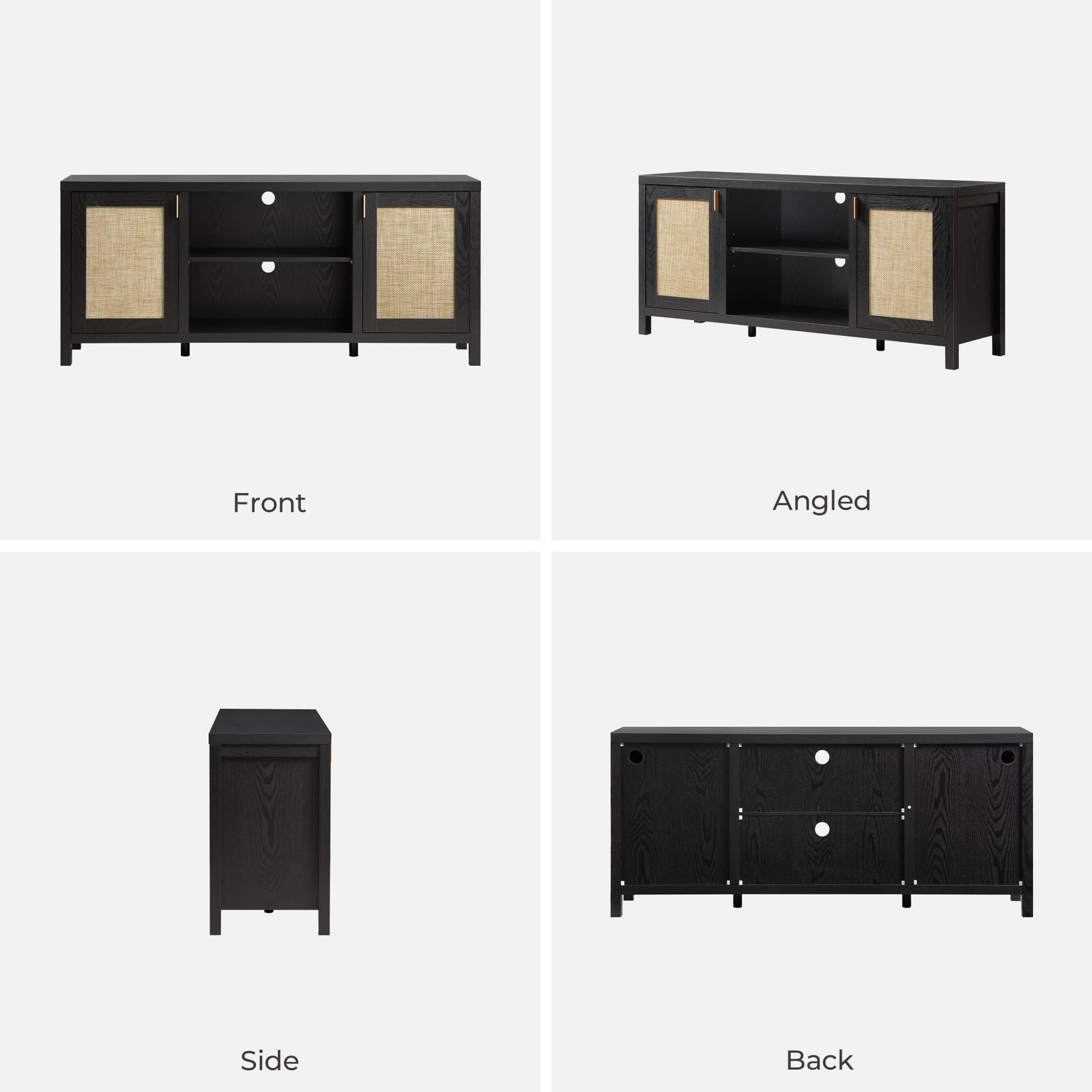 SICOTAS TV Stands for Living Room 59" Rattan TV Console with Storage
