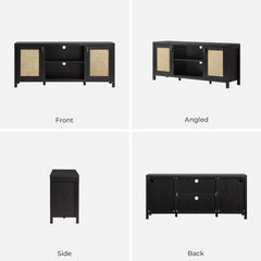 SICOTAS TV Stands for Living Room 59" Rattan TV Console with Storage