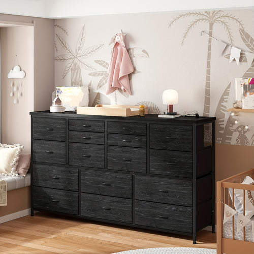 Dresser TV Stand with Power Outlet TV Stands for Living Room Dresser for Bedroom with 16 Drawers for 60" TV Stand with Storage TV Stand for Bedroom Media TV Console Table 51.1''W*11.8''*34.8'', Storage Drawer Units