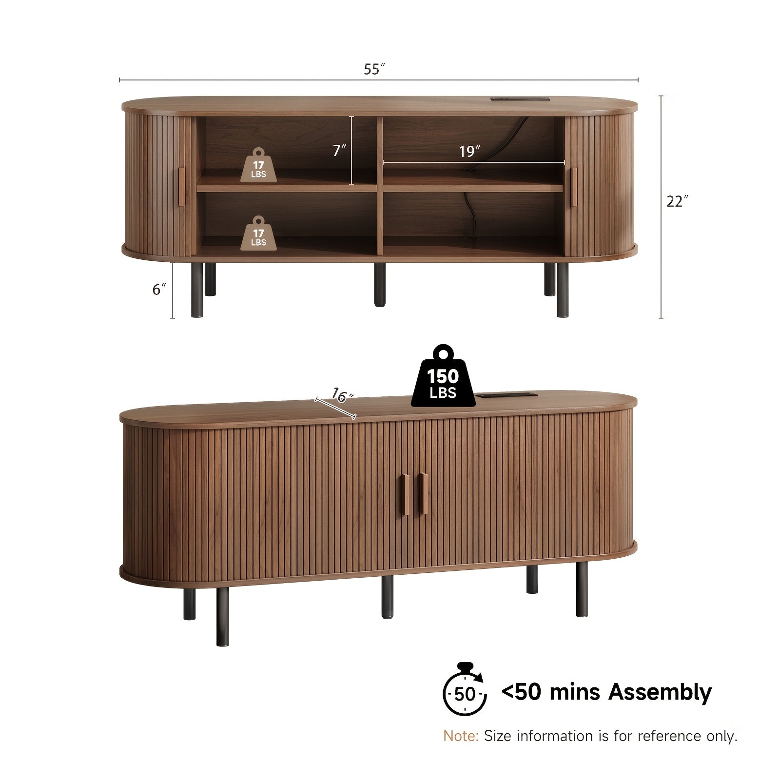 PAZCASA 70.8 Inch/55 Inch TV Stand with Power Outlet for Tvs Up to 75 Inch, Entertainment Center with Storage And Adjustable Shelves, Modern Media Console with Sliding Doors for Living Room, Walnut/Black/Oak