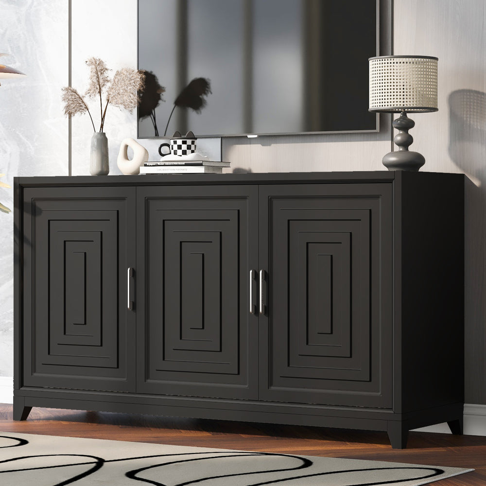 TV Stand for Tvs Up to 65 Inches, Modern Entertainment Center Media Console Cabinet with 2 Spacious Storage Spaces, Solid Wood Legs for Living Room