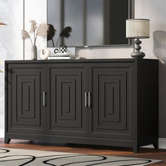 TV Stand for Tvs Up to 65 Inches, Modern Entertainment Center Media Console Cabinet with 2 Spacious Storage Spaces, Solid Wood Legs for Living Room