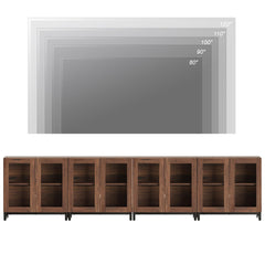 WAMPAT Modern TV Stand with Glass Doors for 80-120 inch TVs, 4 in 1 Entertainment Center Console with 4 Drawers and Metal Base for Living Room, Bedroom, Brown
